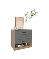 Artondale Dresser, 3 Drawers, 1 Shelf, Matt Gray / Natural Oak