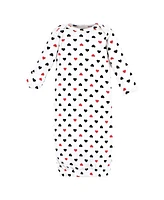 Hudson Baby Girls Cotton Gowns Daddy Red Black, 0-6 Months