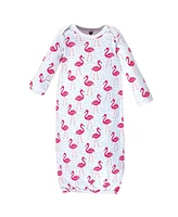 Hudson Baby Baby Girls Hudson Cotton Gowns, Bright Flamingo, Preemie and Newborn