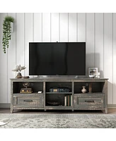 70.08 Inch Tv Stand with 2 Drawers & 4 Storage Shelves Morden Media Console Entertainment Center for Living Room or Bedroom, Grey Walnut