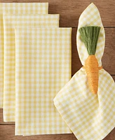 Design Imports Sundress Yellow Gingham Cotton Napkins, Set of 4