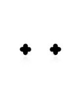 The Lovery Mini Onyx Clover Stud Earrings 14K Gold