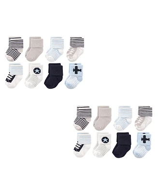 Luvable Friends Baby Boys Newborn Terry Socks, Airplane 16-Piece, 0-6 Months