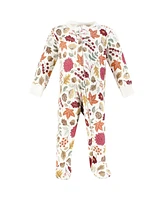 Hudson Baby Baby Girls Hudson Thermal Zipper Sleep and Play 2pk, Acorn Botanical