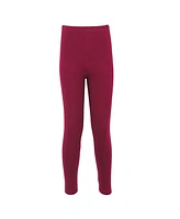 Touched by Nature Little Girls Youth Organic Cotton Leggings 4pk, Solid Pink Burgundy, 6 Years