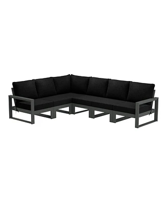 6-Piece Outdoor L-Shaped Patio Corner Sectional Sofa Conversation Set