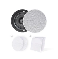 Pyle PDIC86 8" In-Wall/In-Ceiling 2-Way Stereo Speakers - Flush Mount, 250W, White, Pair