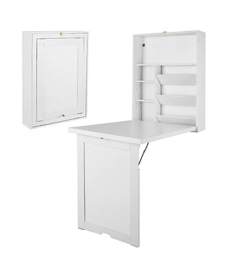 Wall Mounted Fold-Out Convertible Floating Desk Space Saver