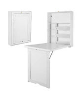 Wall Mounted Fold-Out Convertible Floating Desk Space Saver