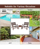 3PCS Patio Rattan Furniture Set Coffee Table