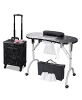 Byootique Manicure Table Nail Desk & Rolling Makeup Train Case Kit Salon Cb Dusk