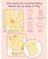 John Deere Baby Girls Animals Ribbed Zip Up Sleep N' Play Coverall