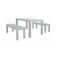 Dario 3 Piece Dining Set W/ Two Benches