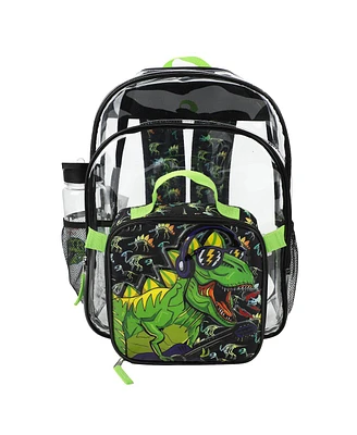 Dj T-Rex Dinosaur 3-Piece Backpack & Lunchbox Set With Water Bottle