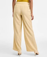 Tahari Asl Pinstriped Mid Rise Wide-Leg Pants