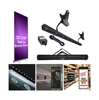 Yescom Aluminum 33x79" Retractable Roll Up Banner Stand Led Light Kit with Bag Trade Show Display