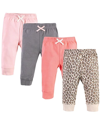 Touched by Nature Toddler Girls Organic Cotton Pants 4pk, Leopard, 5