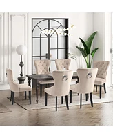 Velvet Upholstered Tufted Dining Chairs (Set of 6)