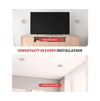 Pyle PDIC51RD 5.25" In-Wall/In-Ceiling 2-Way Stereo Speakers - Flush Mount, White, Pair