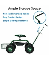 Extendable Handle Garden Cart Rolling Wagon Scooter