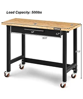Mobile Workbench with Lockable Casters for Home Work Use