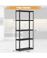 5-Tier Metal Shelving Unit with Anti-slip Foot Pad Height Adjustable Shelves for Garage