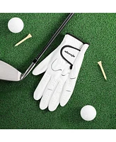 Wosofe Men s Golf Glove Left Hand non-slip breathable Lycra Nanocloth Soft Comfortable No Sweat All Weather liner and Green Fork