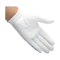 Wosofe Golf Gloves Men's Left Hand Cabretta Leather with Score Counter Usa Flag White Soft Breathable Professional Mini