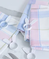 Design Imports Oh Hoppy Day Plaid Cotton Napkin and Napkin Ring, Set of 8