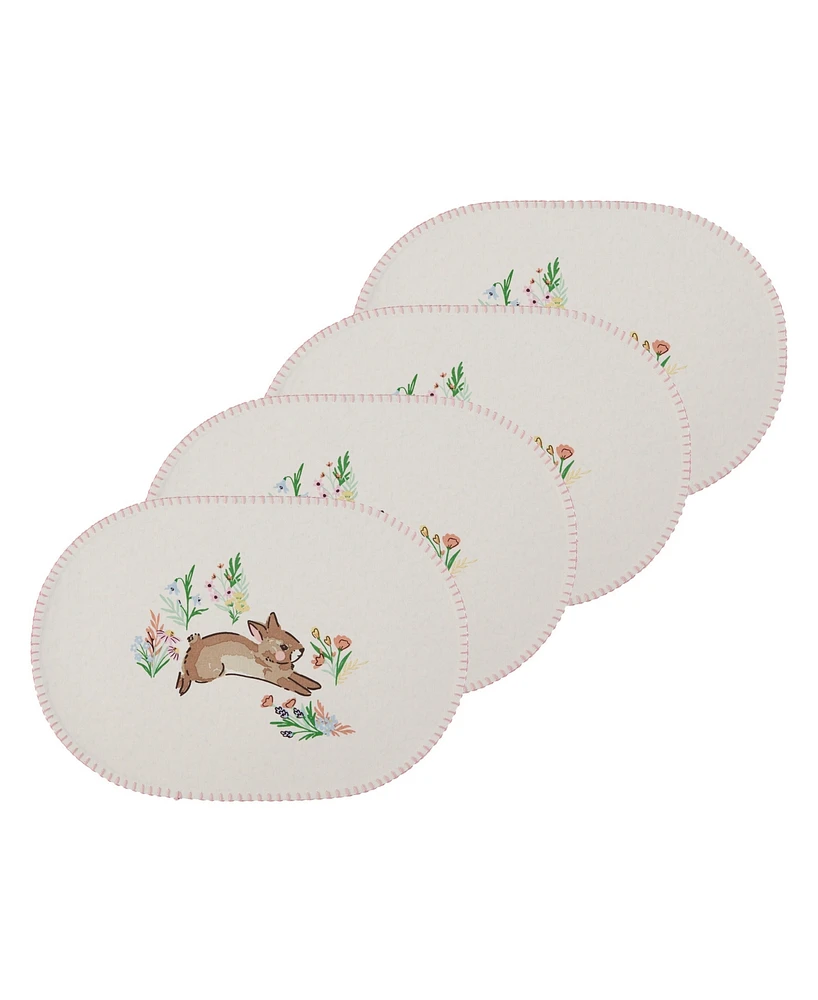 Design Imports Spring Bunny Printed Cotton Placemats, Set of 4