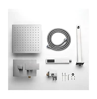 Aquaterior Shower Faucet Set Wall Mount Concealed Mixer Valve Rain Shower Head