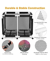 Yescom Extra Large Mesh Pool Storage Bin 214 Gallon Noodles Toys Holder 6 Wheels Rolling Cart Black