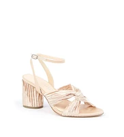 Alterre Women's Nude Satin Customizable Twist Sandals