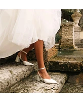 Alterre Women's White Marilyn Customizable Bridal V Mules