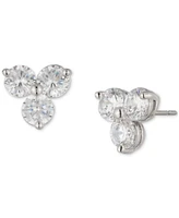 Marchesa Silver-Tone Crystal Trio Stud Earrings