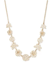 Marchesa Gold-Tone Openwork Flower Collar Necklace, 16" + 3" extender
