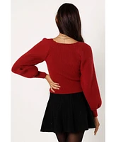 Petal and Pup Women's Gia Sweetheart Neck Bell Sleeve Knit Sweater