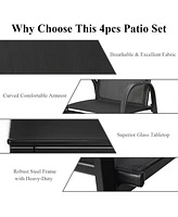 4 Pcs Patio Furniture Set Sofa Coffee Table Steel Frame Garden Deck