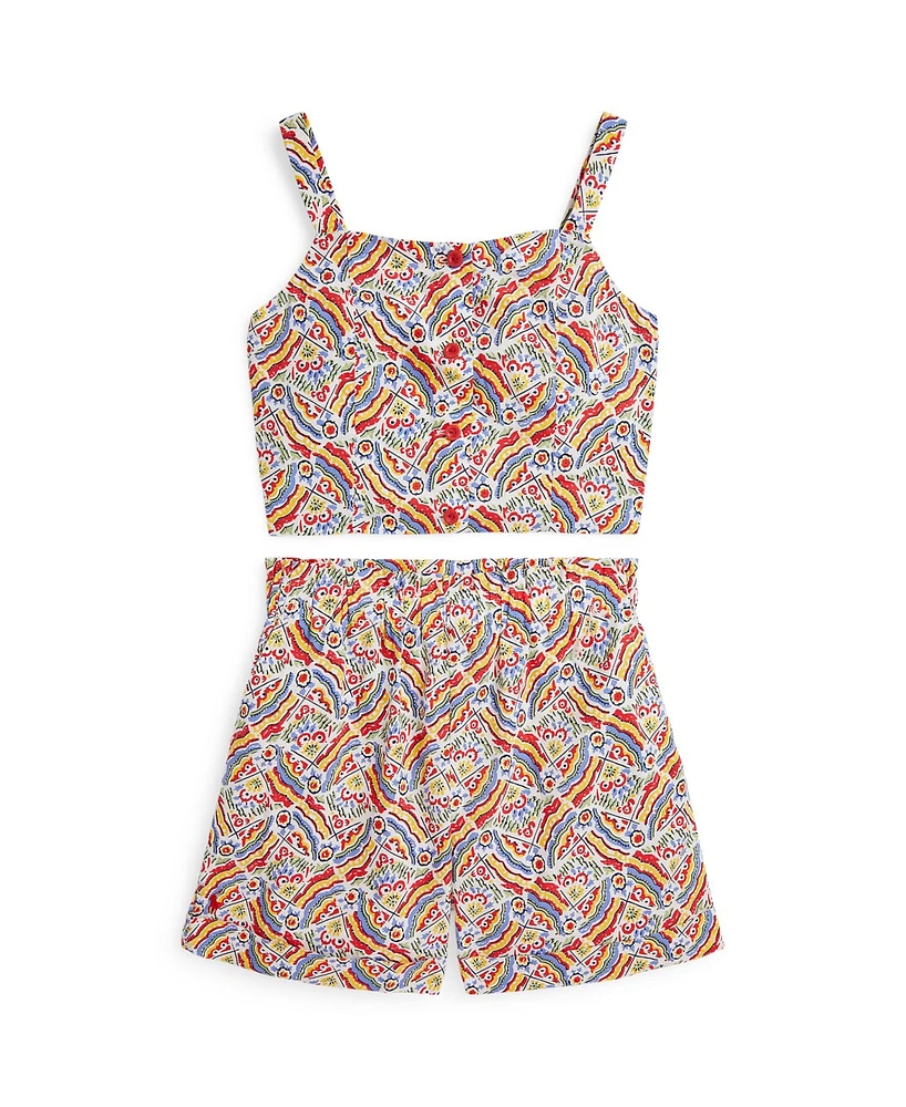 Polo Ralph Lauren Big Girls 2-Piece Riviera-Print Top and Short Set