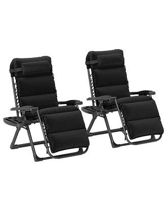 Outsunny Zero Gravity Lounge Chair Set Padded Outdoor Recliner Chair,