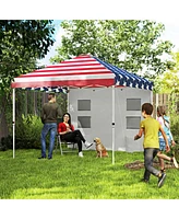 Outsunny 10' x Pop Up Canopy Tent with Sidewall, American Flag Print