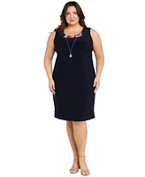 R & M Richards Plus 2.Pc Jewelry Contrast-Trim Sheath Dress Floral 3/4-Sleeve Jacket