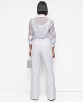 Dkny Womens Striped Button Front Shirt Flare Leg Pants