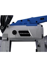 High-Performance Portable Band Saw with Removable Stainless Steel Base, 45°-90° Cutting, 10A 1100W Motor, 5-inch Depth Cut,