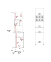 Ashford Kitchen Pantry, 2 Doors, 4 Legs, 8 Shelves, White