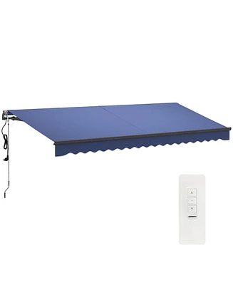 Outsunny 15' x 10' Electric Retractable Awning, All Aluminum Frame,