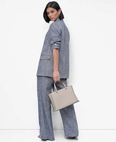 Dkny Womens Linen Blend Blazer Crewneck Sleeveless Top Wide Leg Pants