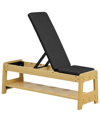 Soozier Adjustable Weight Bench with Rack for Lifting,