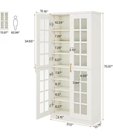 Tribesigns 71" Tall Storage Cabinet with Doors, Kitchen Pantry Cabinet with Adjustable Shelves, Kitchen Cupboard Food Pantry Floor Storage Cabinet for