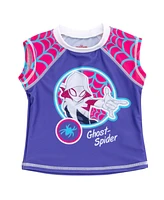 Spider-Man Toddler Girls Marvel Spider-Gwen Upf 50+ Rash Guard & Bikini Bottom Swimsuit Set to